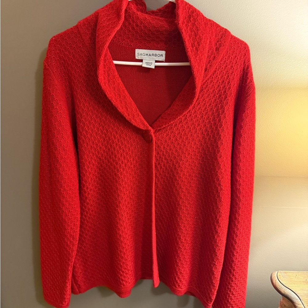 Sag Harbor Women's Vibrant Red Cardigan